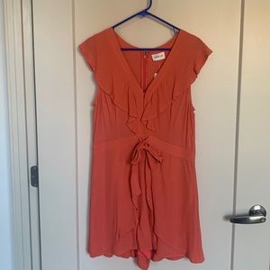 Sugar Lips Coral Ruffle Romper